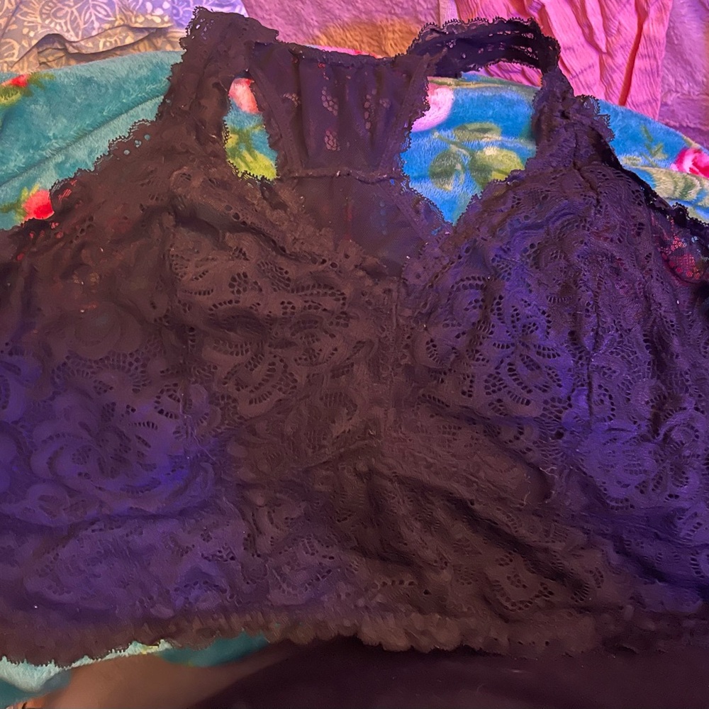 Torrid Black Unlined Solid Racerback Lace Bralette 3 - Picture 6 of 6